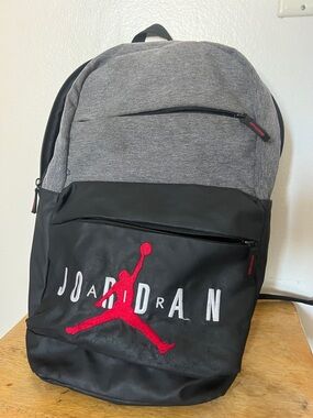Jordan Gray and Black Backpack with Red Jumpman